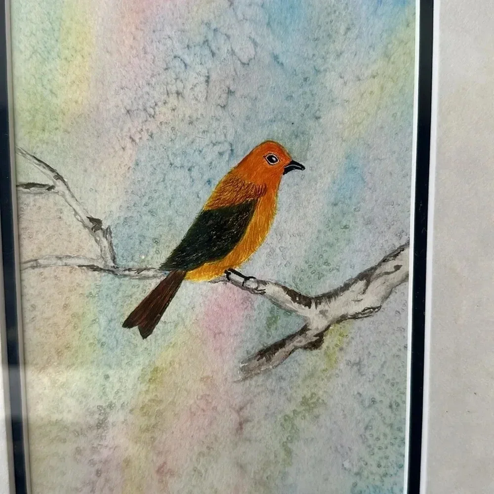 Beautiful vintage watercolor bird painting